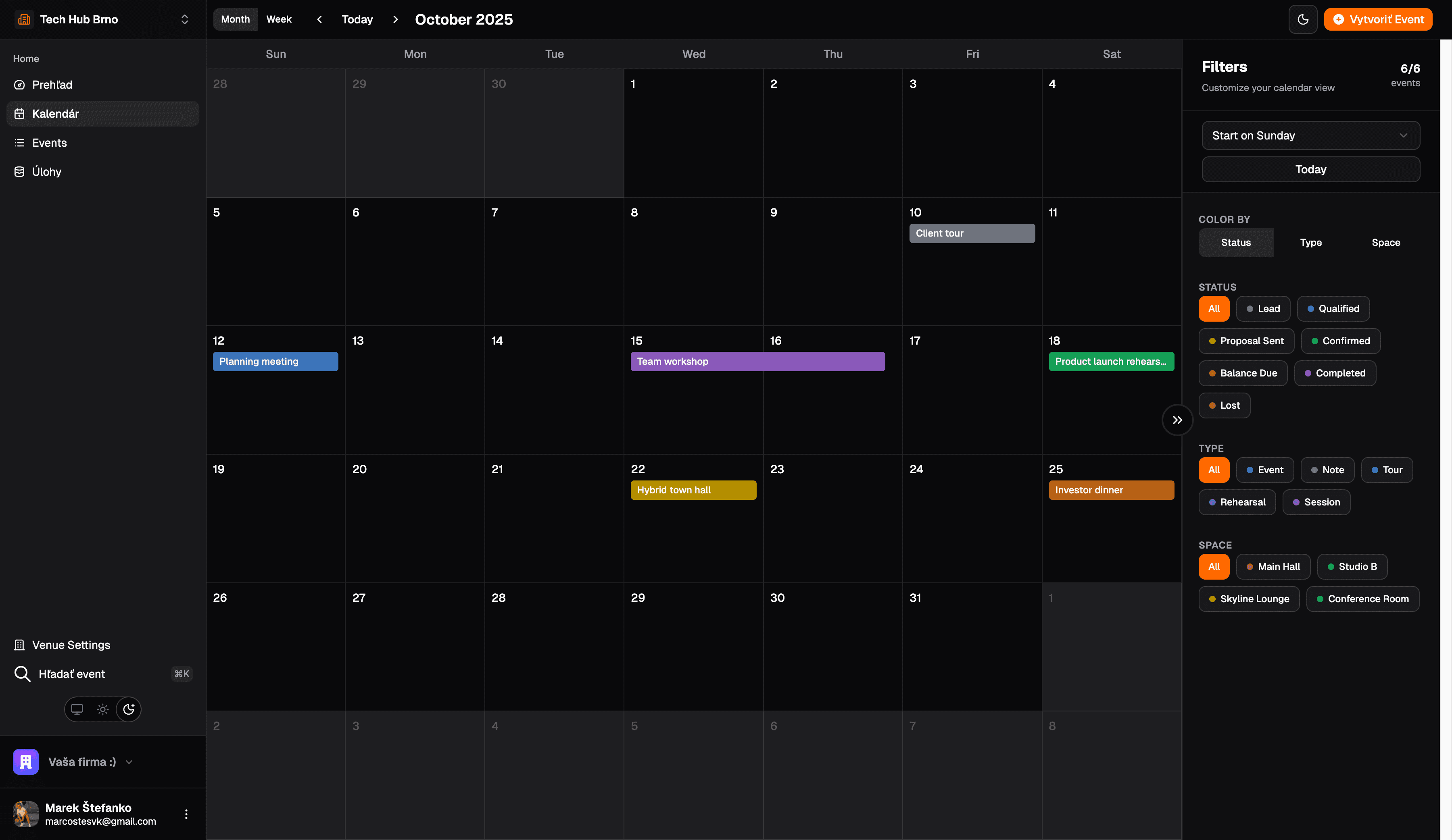 Vybookuj.to platforma pre rezerváciu priestorov a manažment eventov