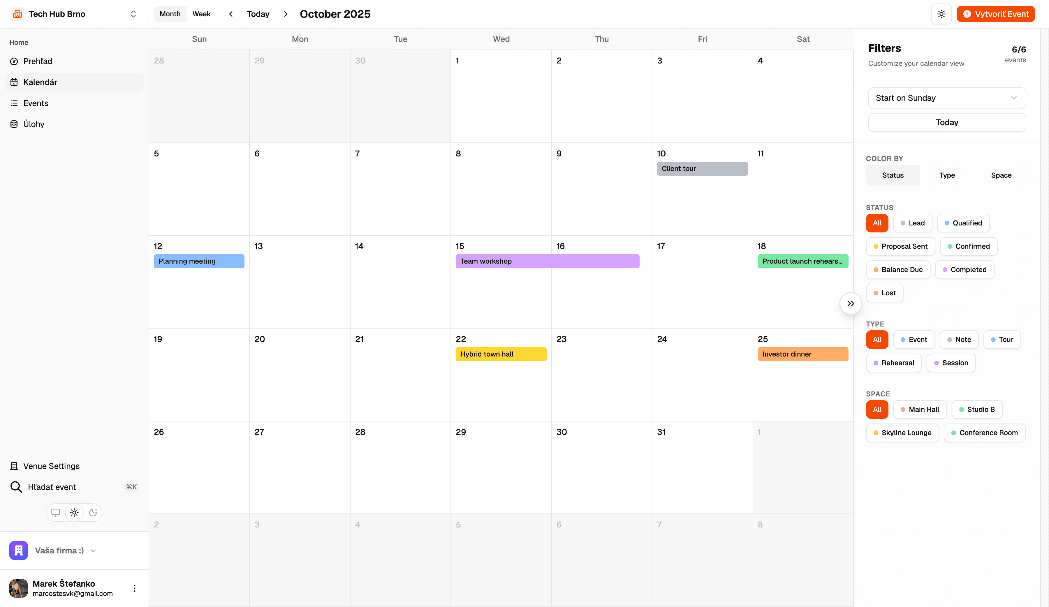 Vybookuj.to platforma pre rezerváciu priestorov a manažment eventov